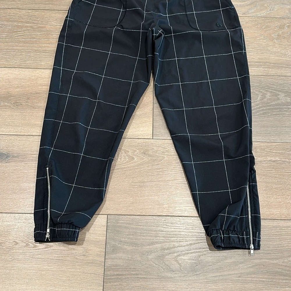 ALBION Black Windowpane Jetsetter Nylon Lightweight Jogger Pant Sz Small Petite - Picture 5 of 14